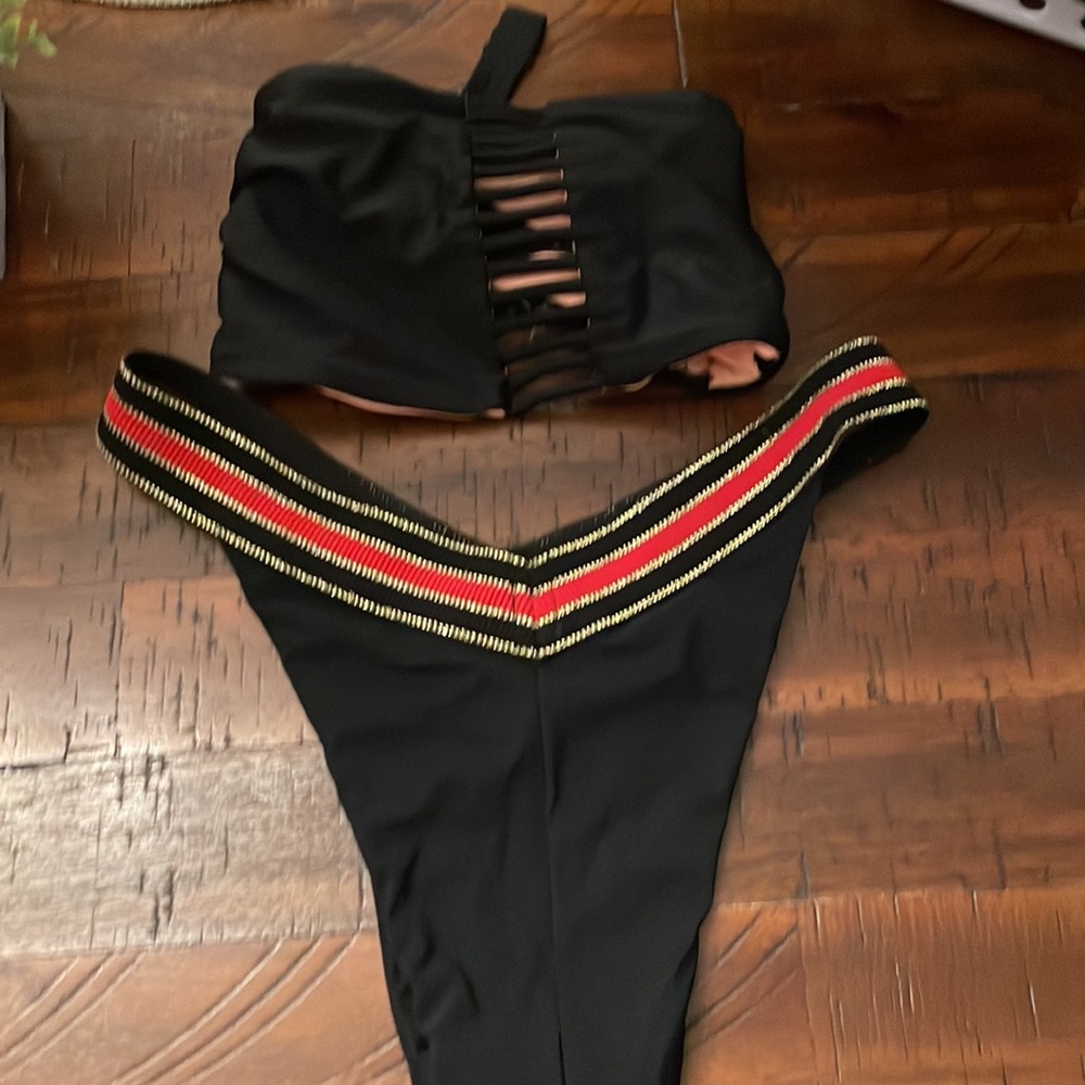 Black two piece mix and match bikini
